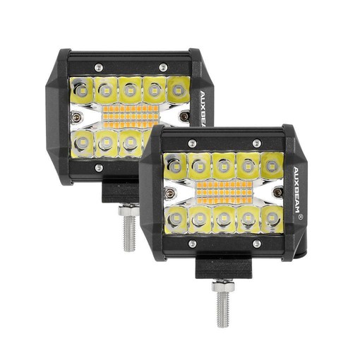 AUXBEAM 4" Cubes 6 Modes White&Amber Strobe LED Work Light Pods Truck Pickup ATV - Picture 11 of 12