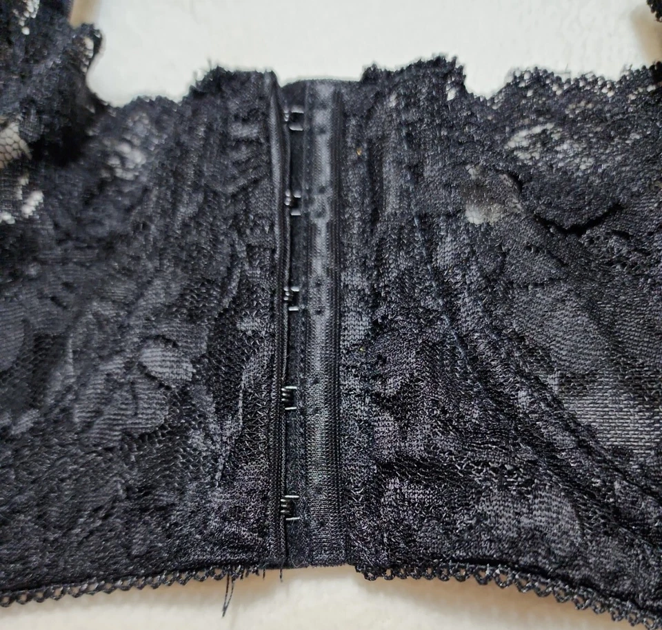 Baci 黑色女式 Peekaboo 蕾丝文胸钢圈尺寸 QS 适合美国 16-22 前扣  — 第 2/4 张图片