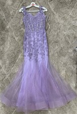 Formal Prom Dress, XS, Light lilac purple, Lace, Beaded Flowers, Corset style