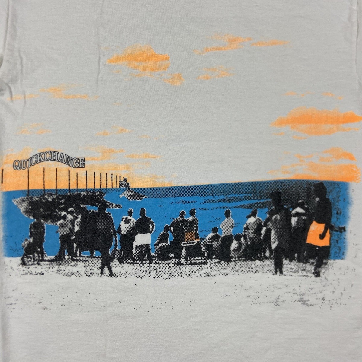未使用 Old STUSSY 3/4Tee 【Beach crowd】 Vintage 80s Quick Change Surfing Beach Stussy Graphic T