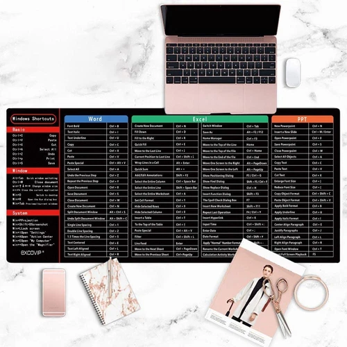 Rubber Desk Mat Waterproof Excel Shortcuts Mousepad  Software PowerPoint