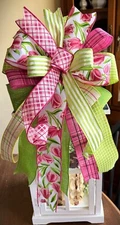 SPRING / SUMMER FLORAL HANDMADE WIRED BOW for WREATH SWAG POST # 16 C fl