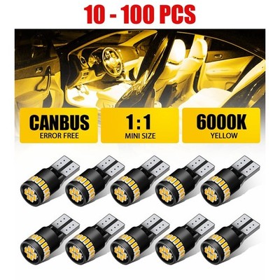 T10 194 24SMD W5W LED License Plate Instrument Panel Map Lamp Bulb Amber 10-100X