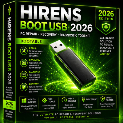 Hirens Boot 2026 All-in-One PC Repair Bootable Recovery & Backup Toolkit