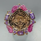 Gemstone 45 ct+ Natural Smoky Quartz Ring 925 Sterling Silver Size 8.5 /R482686