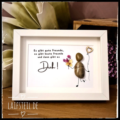 Freundschaft  Steinbild mit Spruch - handgemacht  - beste Freundin Geschenkidee