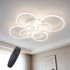 Modern LED Ceiling Light 6/8 Ring Dimmable Flush Mount Light Remote App White