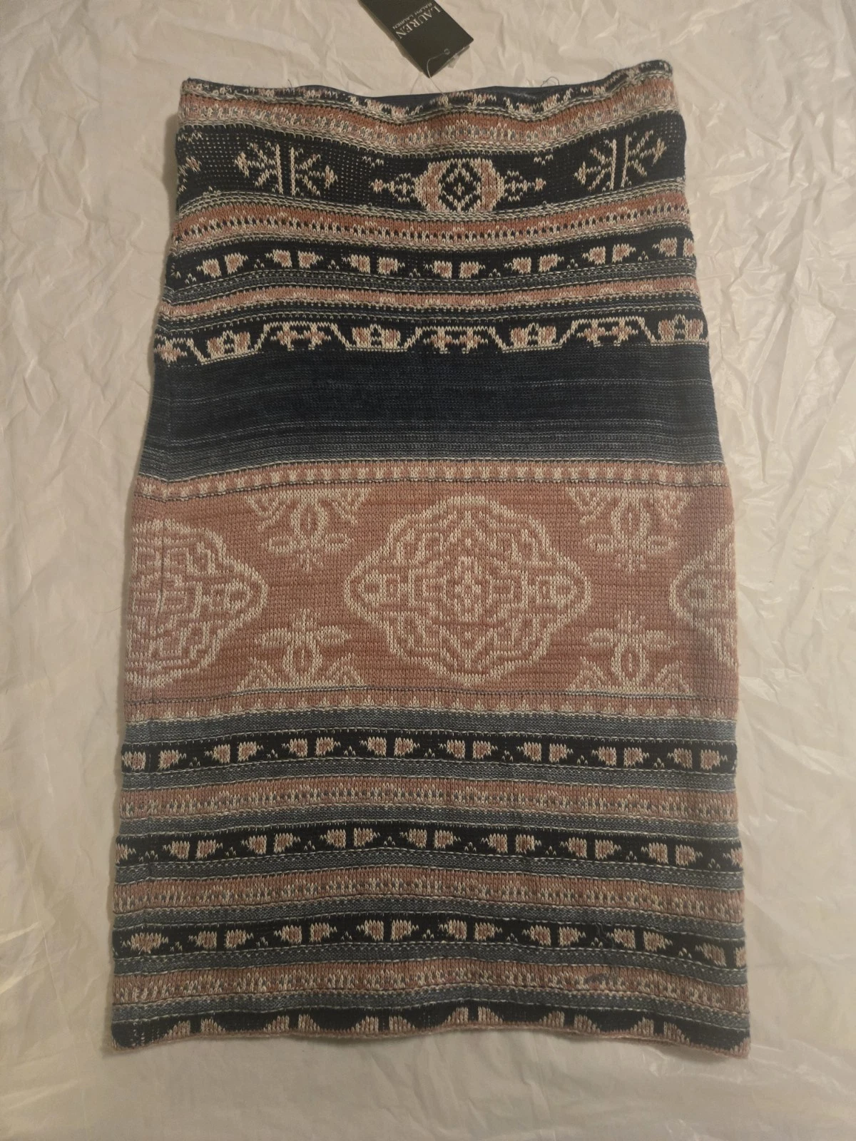 Lauren Ralph Lauren Petite Sweater Knit Pencil Skirt Linen Cotton Fair Isle NWT