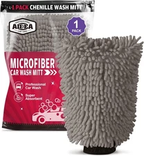 AIDEA Car Wash Mitt Microfiber, 1PK Scratch Free 7.12×10.14, Grey-1 