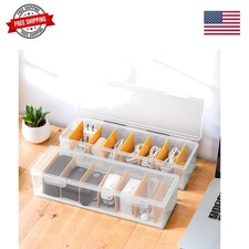 2 Pack Clear Cable Organizer Box with Lid, Plastic Charger Cable Cord Storage...