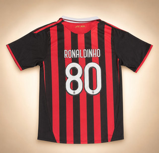 Adidas AC Milan No. 80 Ronaldinho Vintage Jersey Jersey 2008 2009 Size XL Retro