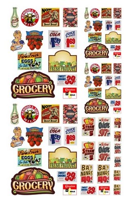 1:148 N scale model grocery store signs