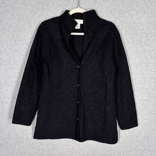 Vintage Susan Bristol Wool Embroidered Cardigan Sweater Small Artsy Abstract