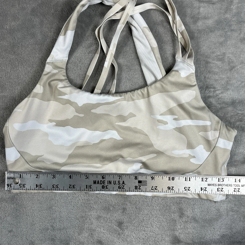 Sujetador deportivo Athleta Run Free blanco camuflado talla M con tiras entrenamiento correr SIN ALMOHADILLAS Foto 2 de 4