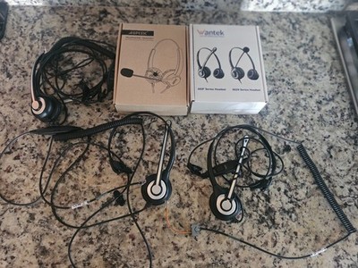 lot of 5 telephone headsets, wantek, agptek etc
