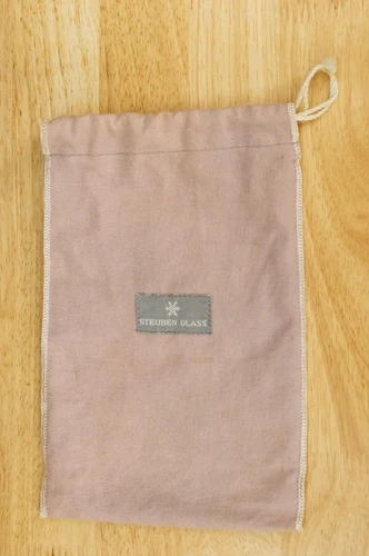 Vintage STEUBEN Art Glass Crystal Storage Bag Drawstring Pouch 9.5" by 6.25"