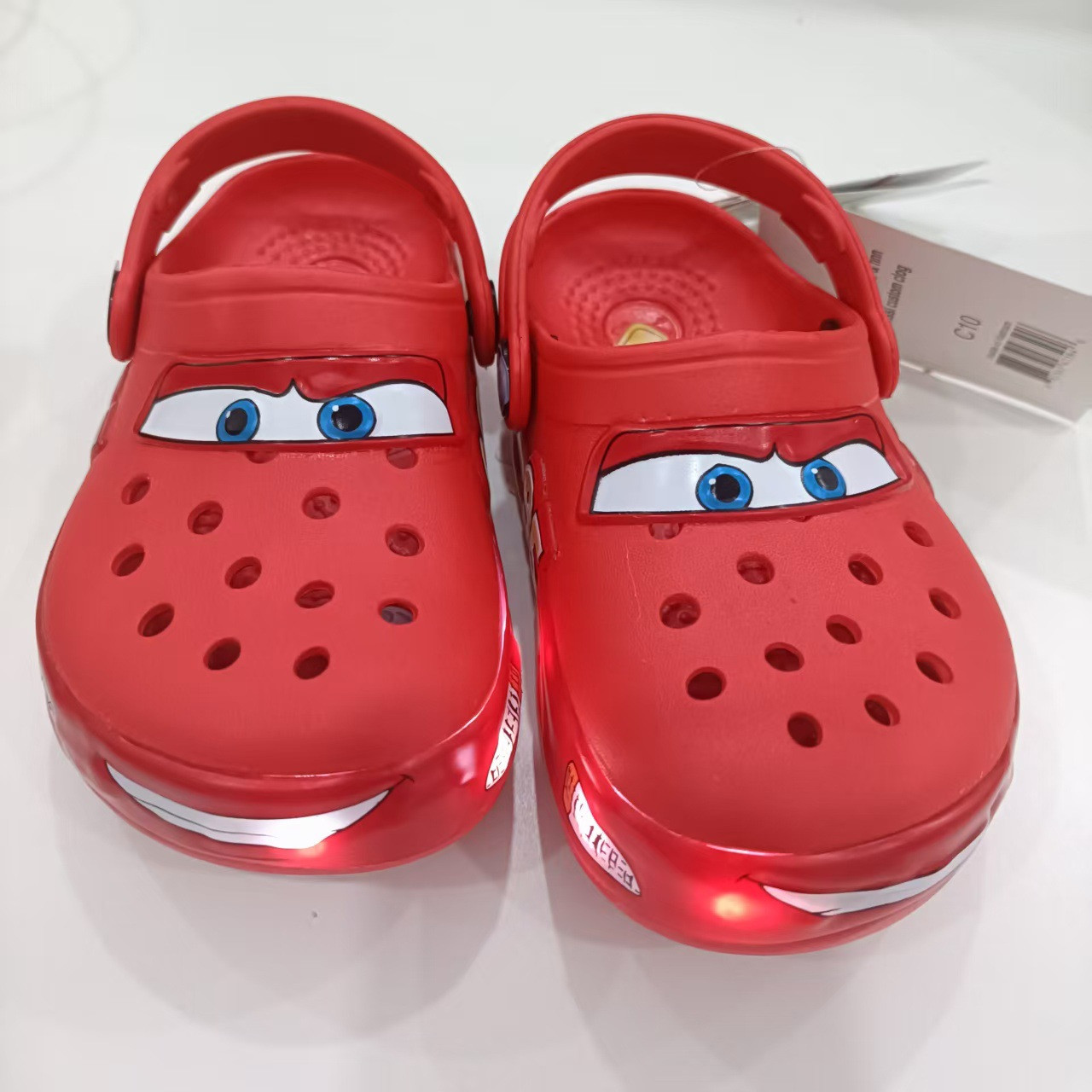 Kid’s LIGHT-UP Lightning McQueen Crocs boys girls Shoes Clog Disney C8-J3 Size