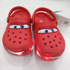 Kid  s LIGHT-UP Lightning McQueen Crocs boys girls Shoes Clog Disney C8-J3 Size