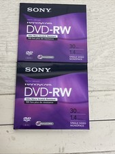 New Sony Handycam DVD-RW Mini Discs 2 Pack 30 Min Each Re-Recordable