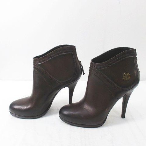 GUCCI Women's Short Round Toe High Heel Leather Boots Size:38/JP:25 141186K Auth thumbnail 2