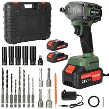 2800Nm Cordless Electric Impact Wrench Drill 3-in-1 Ratchet Driver w/ 2 Battery