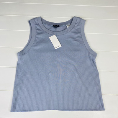 Splendid Cropped Tank Top Blue Crew Neck Women Size L