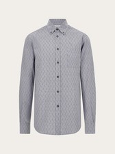 FERRAGAMO MEN'S LIGHT GREY PATTERNED SHIRT MSRP 720