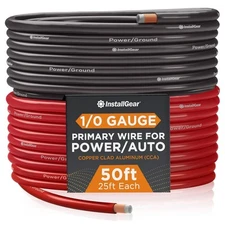1/0 Gauge Wire (50ft) Copper Clad Aluminum CCA - Battery Cables, Car Amplifie...