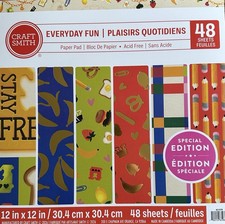 EVERYDAY FUN 12X12 CRAFT SMITH SCRAPBOOKING CARDSTOCK PAPER PAD 48 SHEETS FOIL