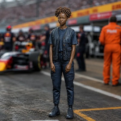 The Track Observer | Grey Resin Slot Car Diorama Figur