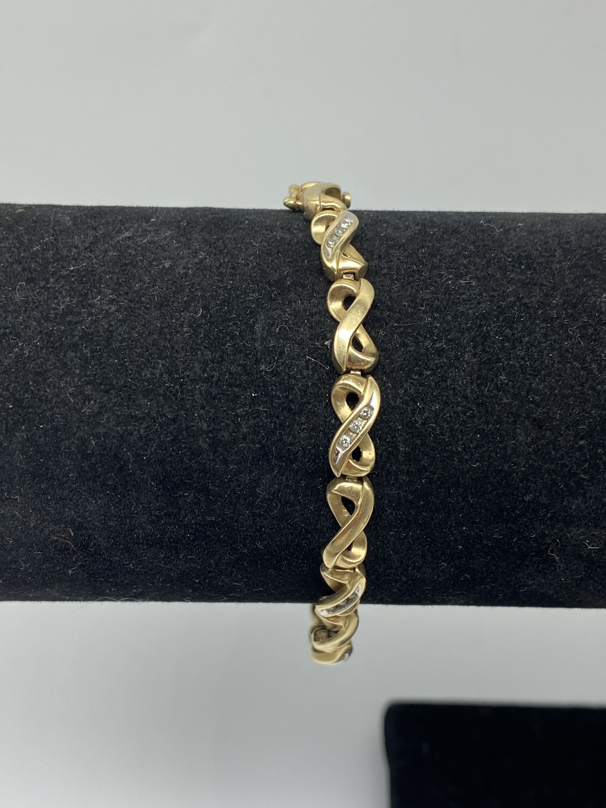 Solid 10k Yellow Gold Diamond Infinity Bracelet 1… - image 2