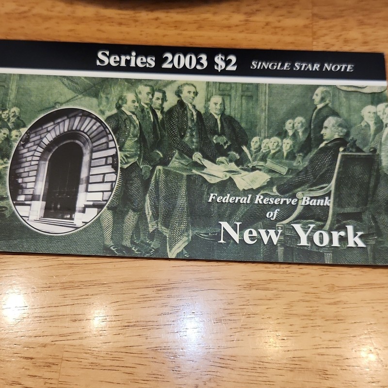 2003 $2 Star Note New York B* 1 Of Only 16,000 Low Seriel Folder Set Rare.