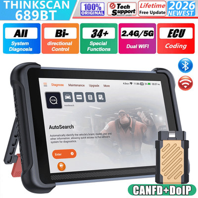 ThinkScan 689BT Car Diagnostic Scan Tool Bidirectional OBD2 Scanner 34+ Services