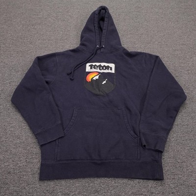 Teton Gravity Research Hoodie Mens Small Blue Fleece Sweatshirt Graphic Ski