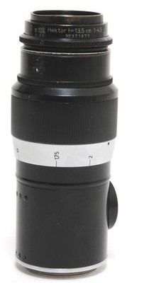 Vintage Leica Leitz Hektor 4,5/13,5cm lens Black/Chrome M39 Screw Mount Glass N