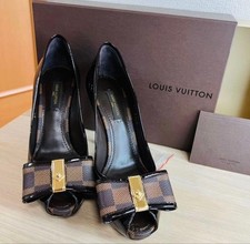 LOUIS VUITTON decolte tacco damier nastro pelle marrone EU 35,5 142767K auten...