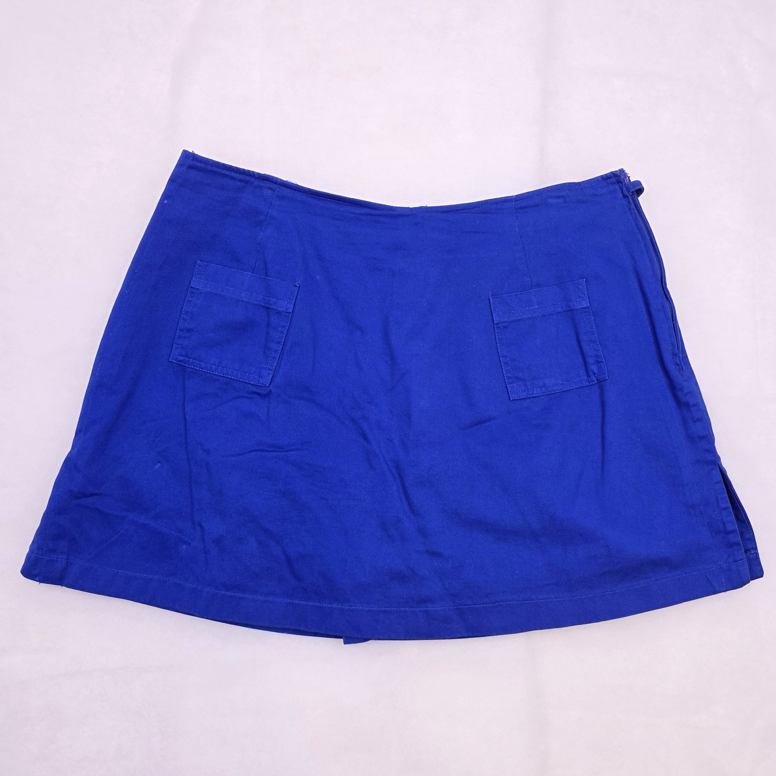 Basic Editions Blue Cotton Wrap Skort Women’s Siz… - image 2