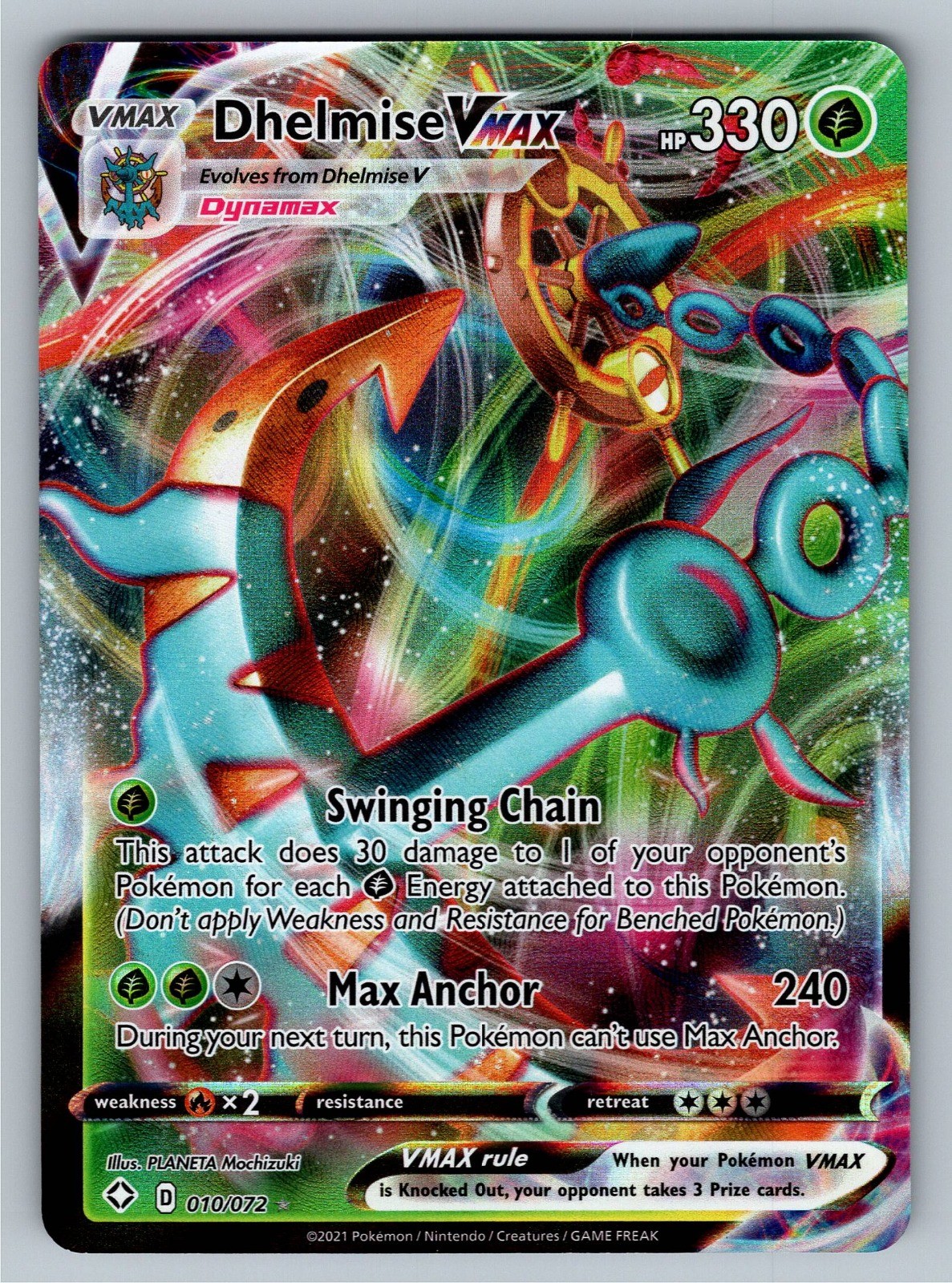 Dhelmise VMAX Shining Fates 010/072 Holo NM