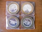 Lot of 4 Casino $10 Silver Strike Strikes .600 per ounce of .999 each