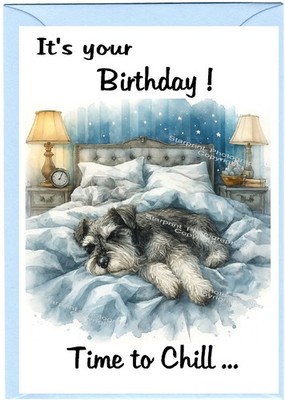 Miniatur Schnauzer Hund Geburtstagskarte (4''x 6'') - innen leer - von Starprint