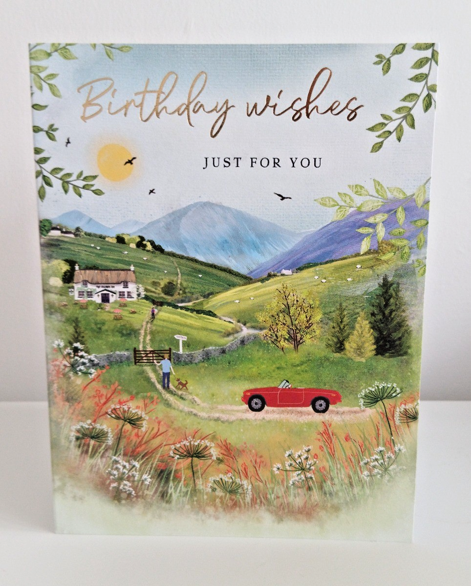 Male Birthday Card. Countryside Scene. 19x13cm