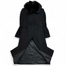 Max Mara Fox fur long Coat Jacket Blouson Women Size 38 Black Wool 