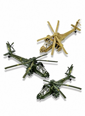 #ad 3PC SET: 8quot; Boeing Apache Helicopter Diecast Army Military Model Toy $25.00