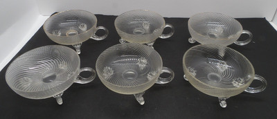 6 Vintage Handblown Glass Footed Candle Holders or Tea Cups