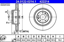 2x ATE Bremsscheibe 24.0122-0214.1 für AUDI A8 D3 VW 4E8 4E2 PHAETON 3D1 3D2 3D3