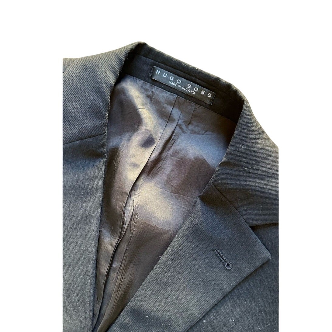 Hugo Boss Y2k Black Wool Blazer Jacket European Made Men's Sz 38R  thumbnail 5