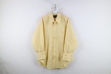 Vintage 70s Streetwear Mens 16.5 32 Distressed Collared Button Shirt Yellow