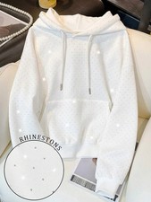 White Hoodie Rhinestones