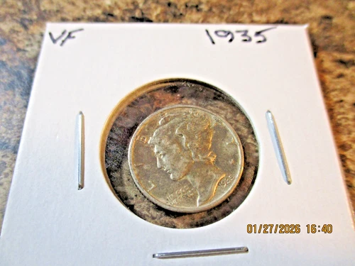 1935 MERCURY SILVER DIME VF    NB