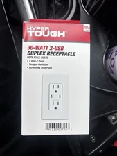 30 Watt 2 Usb-c Ports Screwless Duplex Receptacle With Wall Plate